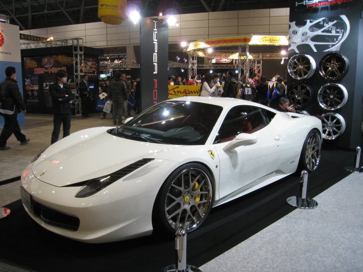 A nice shot of a modded Carbon White Ferrari 458 at the recent Tokyo Auto